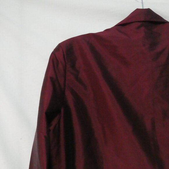 Women's Shiny Formal Burgundy Blazer - Suit Jacket | Faux Pockets | medium - Picture 9 of 14